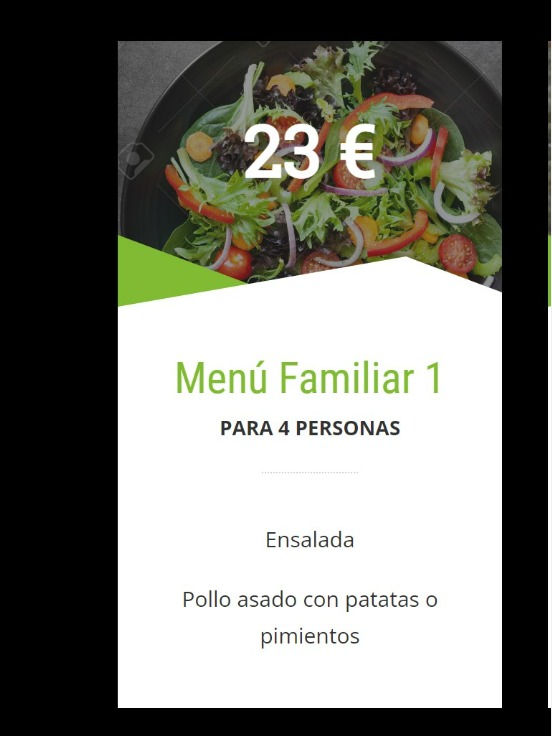 Carta de Caterings en Ansoáin, Cocinamos para ti, Menú familiar