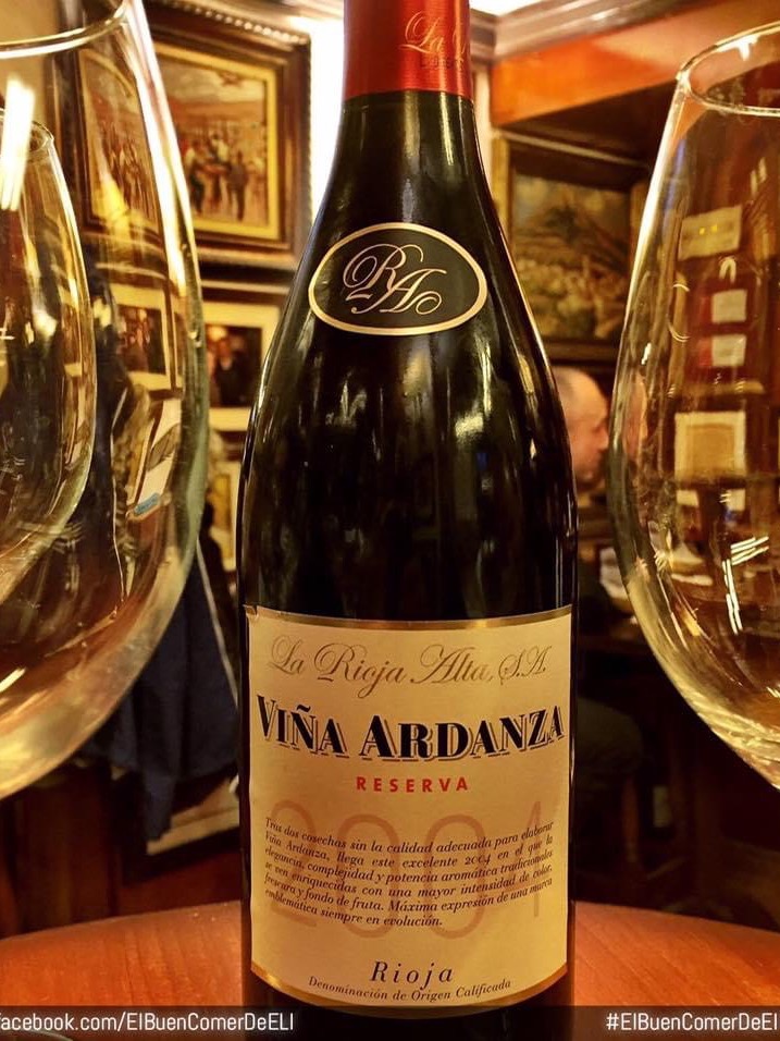 Carta de Restaurantes en Alicante, Bar El Cantó, VIÑA ARDANZA Reserva 2004