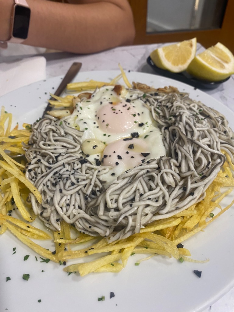 Review and opinions of food and drinks in Archena, Bar El Carril, Patatas fritas con gula y huevos