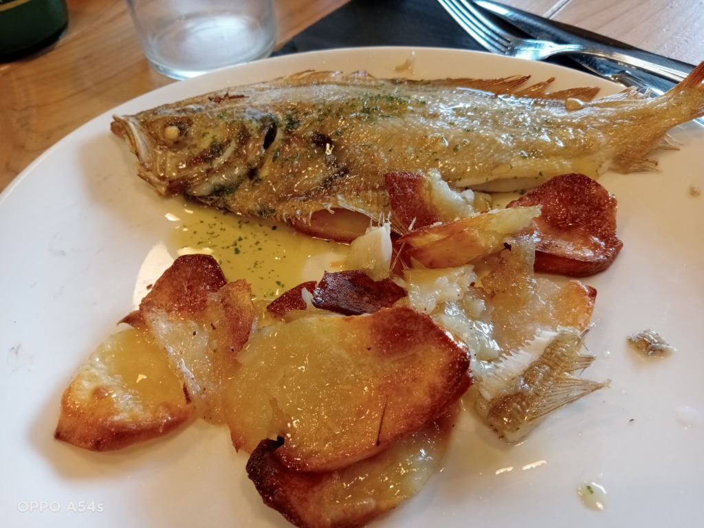 Carta de Restaurantes en Aróstegui, Camping IZARPE, Pescado del día con patatas panaderas