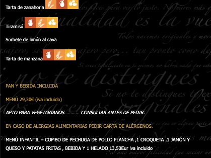 Carta de Restaurantes en Artica, Restaurante Novoart, Menú infantil fin de semana