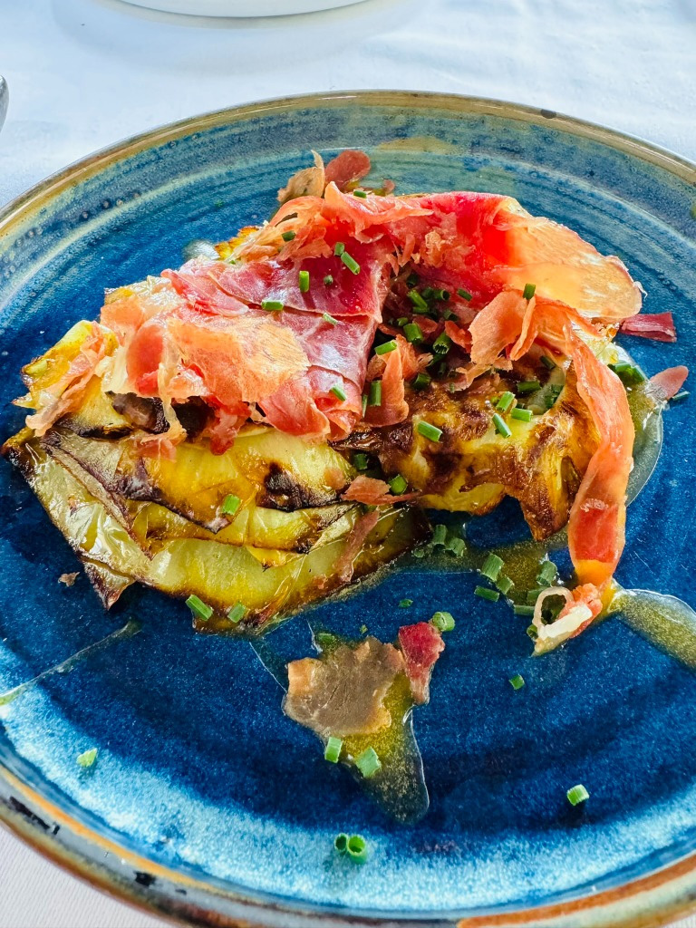 Menu of Restaurants in Barcelona, Flamant, Alcachofas en dos cocciones con yema montada y virutas de jamón
