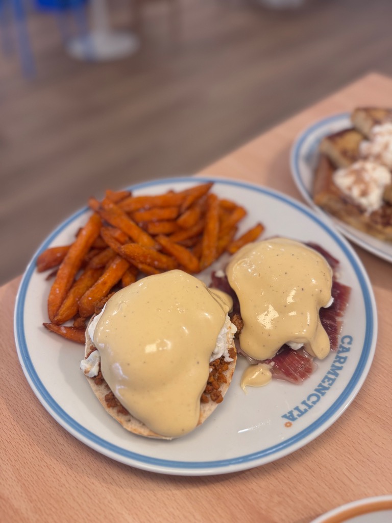 Menu of Restaurants in Benidorm, Carmencita Brunch Benidorm, Huevos benedictinos de picadillo de leon