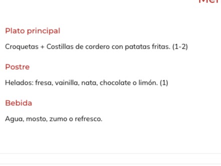 Carta de Restaurantes en Beriáin, El Pozo de Beriain, Menú fin de semana (Infantil)
