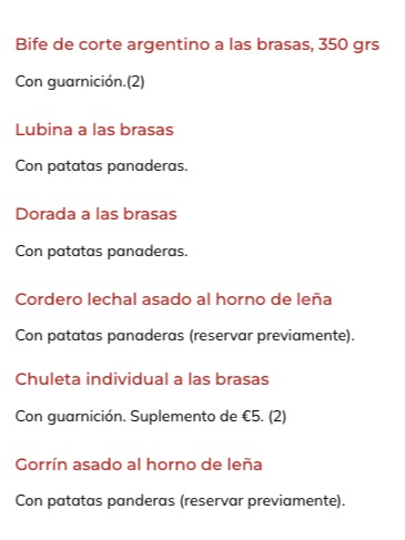 Carta de Restaurantes en Beriáin, El Pozo de Beriain, Menú para grupos