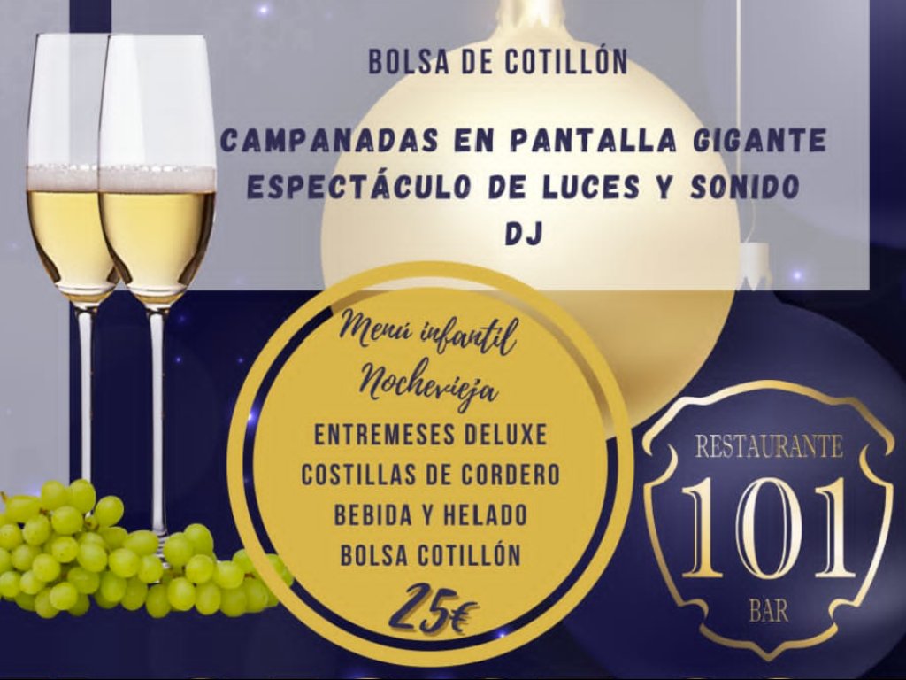 Carta de Restaurantes en Berriozar, Bar Restaurante 101, Menú infantil Nochevieja (navidad)
