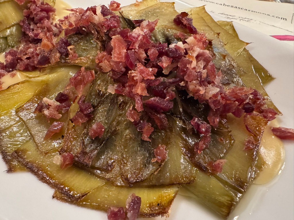 Menu of Restaurants in Cordova, Restaurante Casa Rubio, Alcachofas con bechamel de foie y jamón ibérico