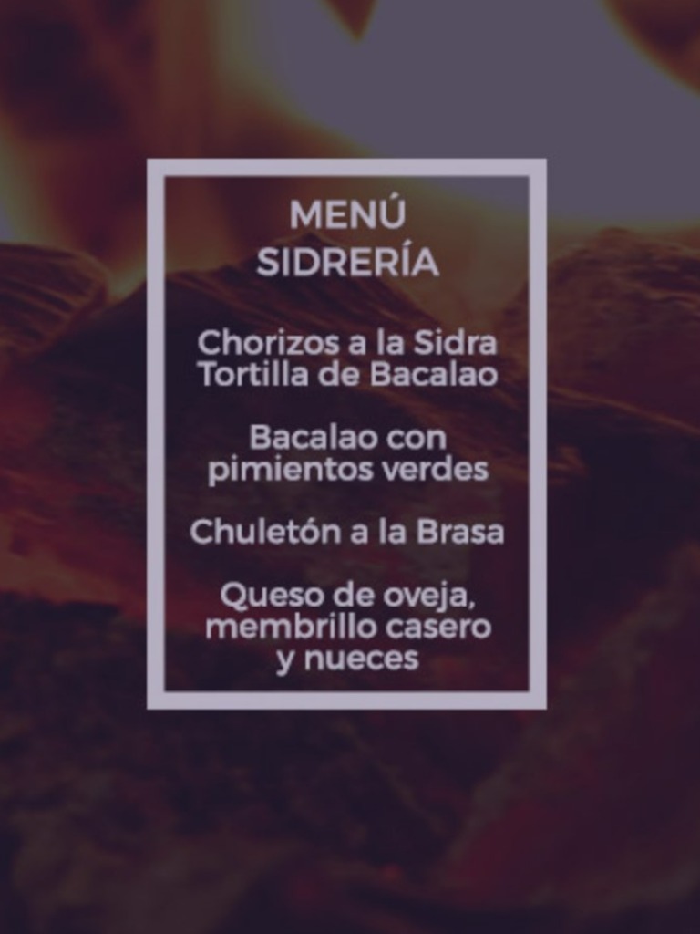 Menu of Restaurants in Lekunberri, Sidrería TOKI-ALAI Sagardotegia, Menú sidrería