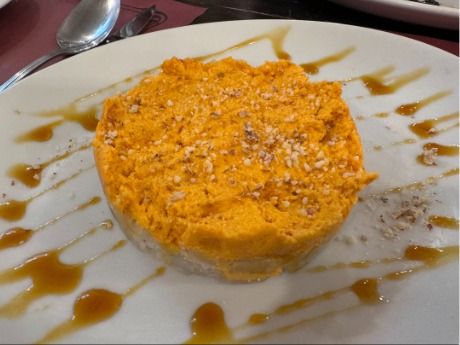 Carta de Restaurantes en Los Cristianos, El Ventorrillo, Timbal de batata y almogrete