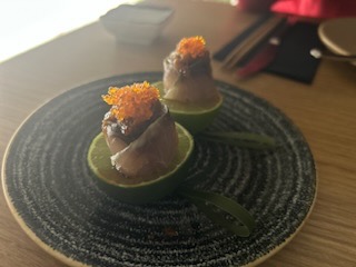 Menu of Restaurants in Málaga, Óleo Restaurante, Cocina Mediterránea Sushi Bar, Ceviche de jurel malagueño sobre lima