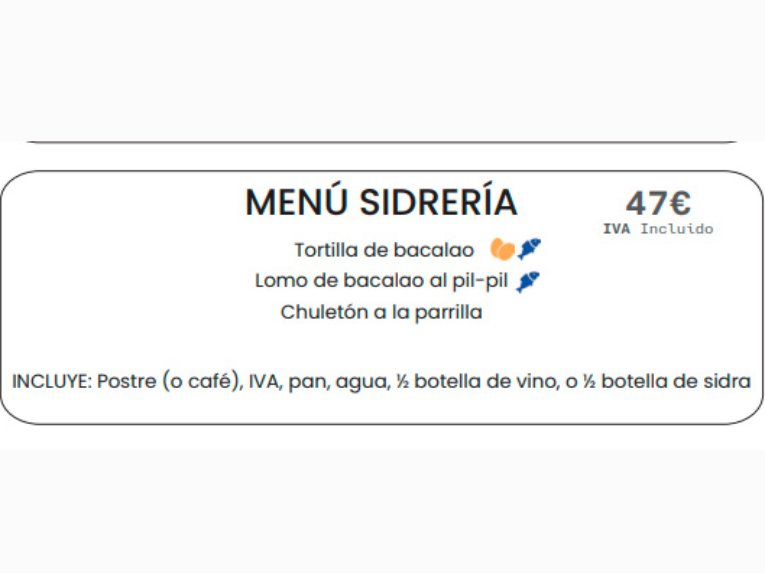 Carta de Restaurantes en Ochagavía, Kixkia, Menú sidrería
