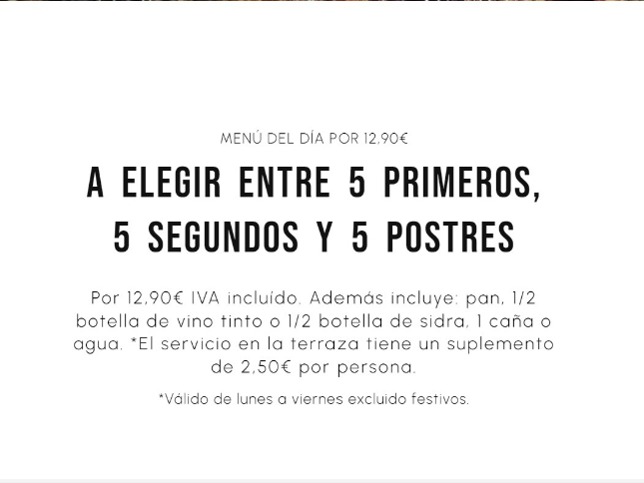 Menu of Restaurants in Oricáin, Asador Ezcabarte, Menú del día