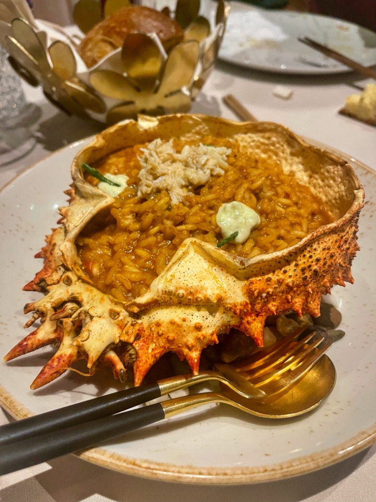 Menu of Restaurants in Oviedo, Restaurante Doña Concha, Arroz meloso de centollo en su carro