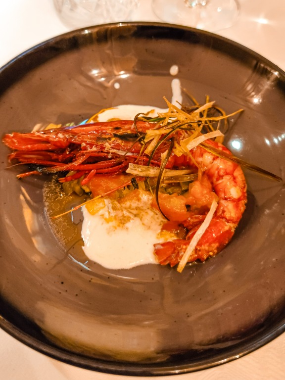 Carta de Restaurantes en Pamplona, Bar Restaurante Errejota, Semicaliente de verduritas con carabinero y tomate confitado