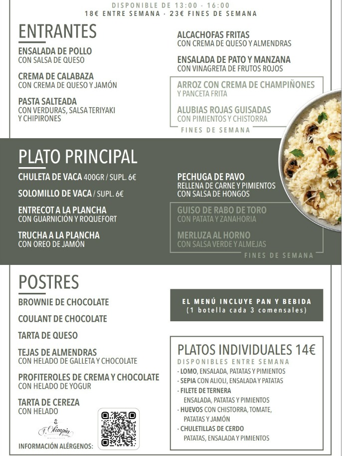 Menu of Restaurants in Pamplona, Casino Eslava, Menú de otoño