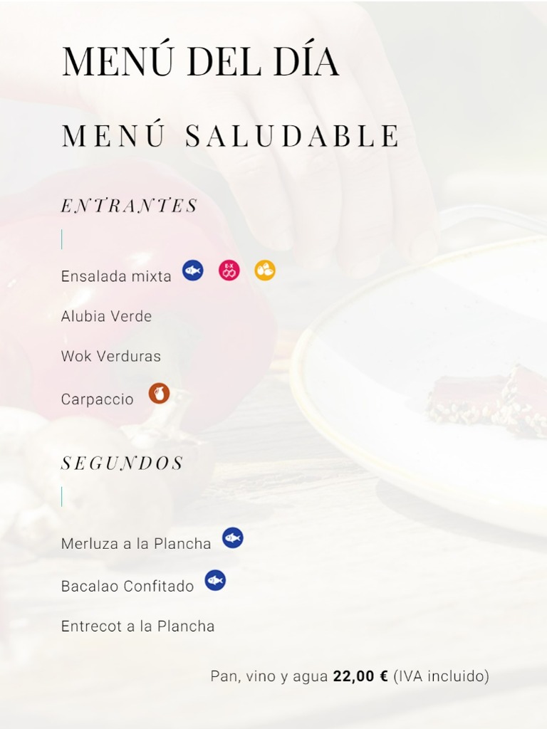 Carta de Restaurantes en Pamplona, GastroBar Moka, Menú del día, menú saludable