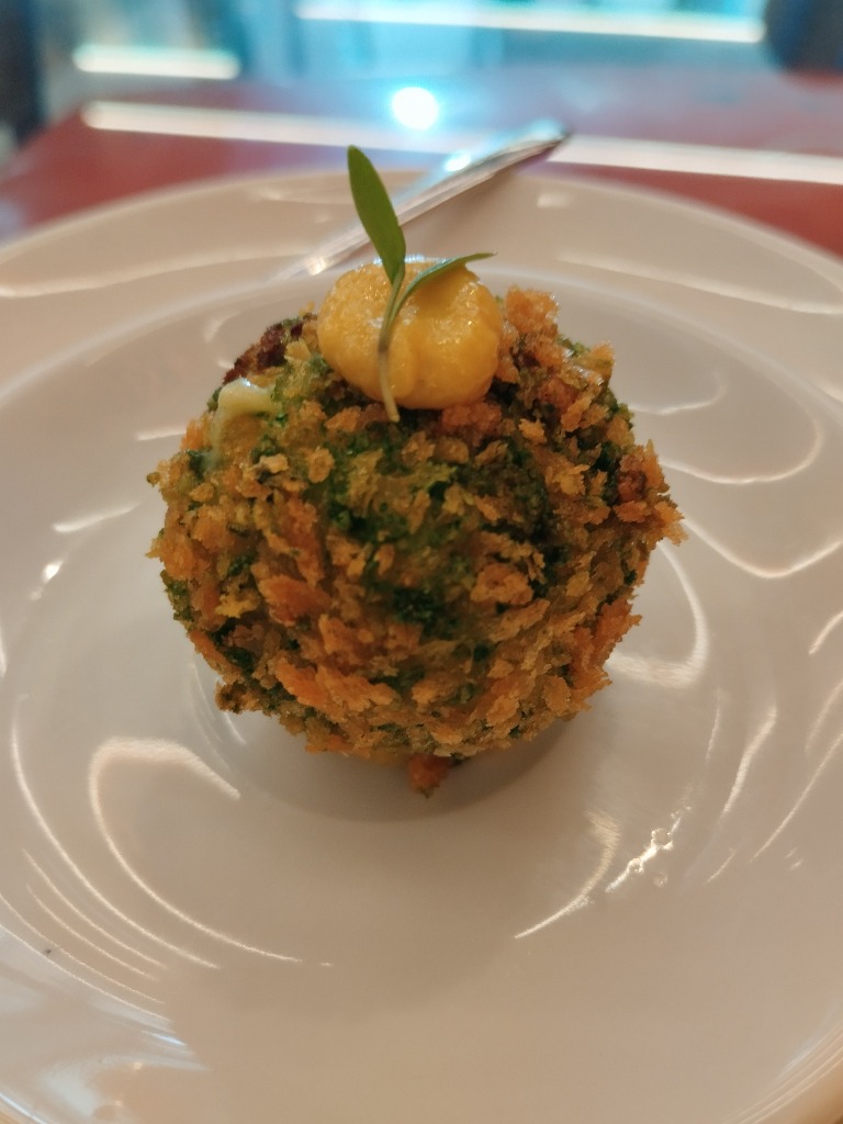 Carta de Restaurantes en Pamplona, La Huerta de Chicha, Croqueta de brócoli y queso de oveja de Baztán