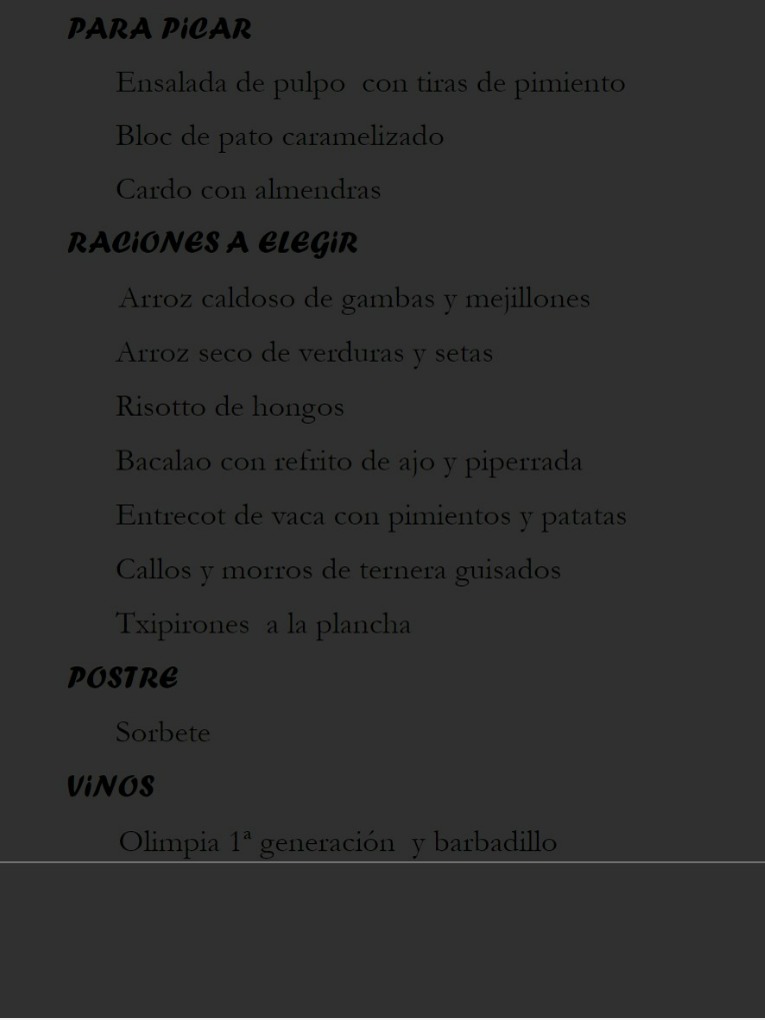Carta de Restaurantes en Pamplona, La Mar Salada, Menú del día