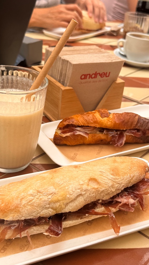 Valoración y opiniones de comida y bebida en Santa Agnès de Malanyanes, Andreu Espai gastronòmic. La Roca Village, Baguette de jamón