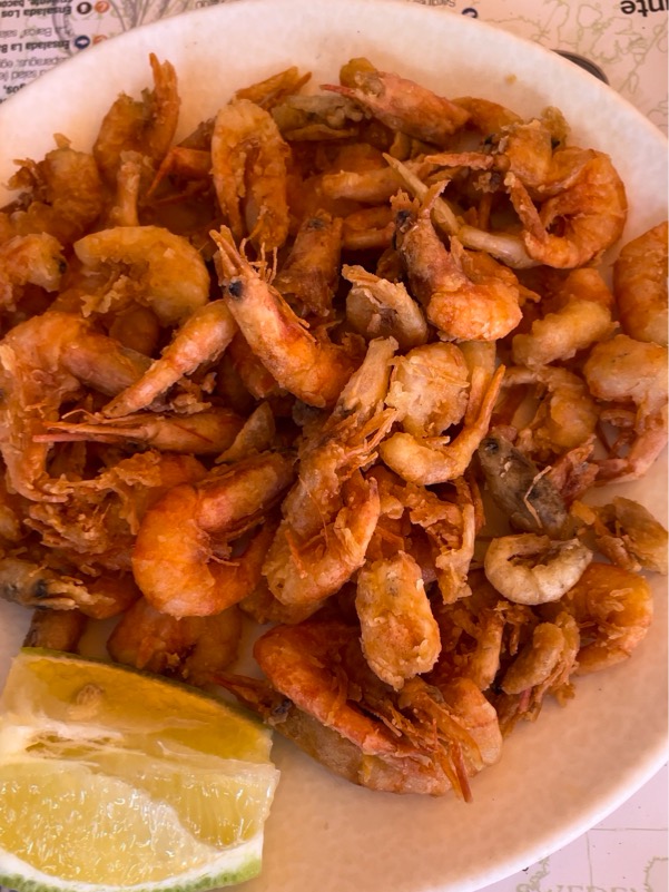 Menu of Restaurants in Santa Pola, Los curros, Gamba pequeña frita