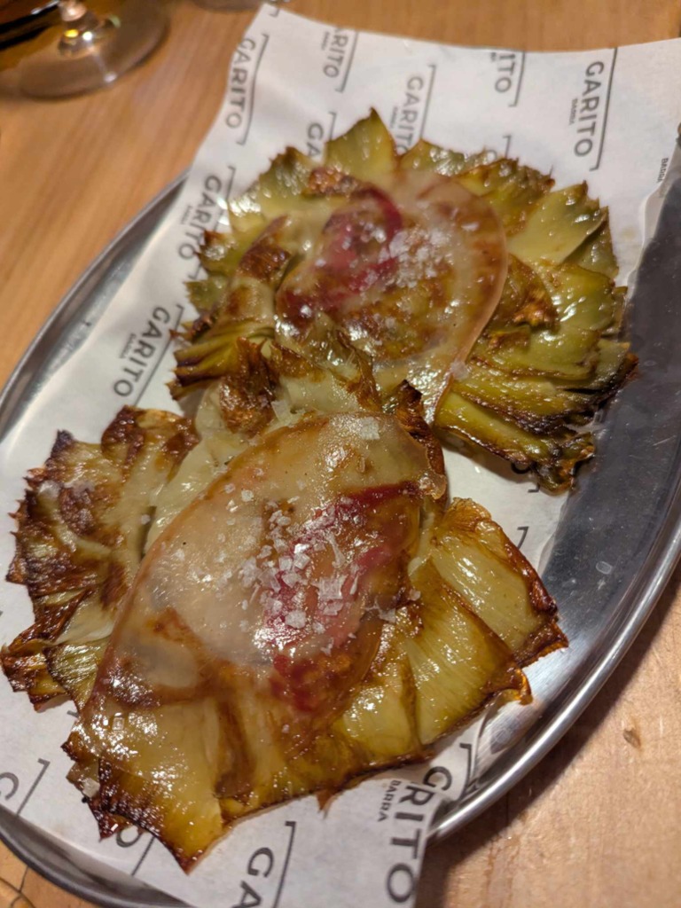 Carta de Restaurantes en Valencia, Garito Barra, Alcachofa confitada con papada de bellota curada