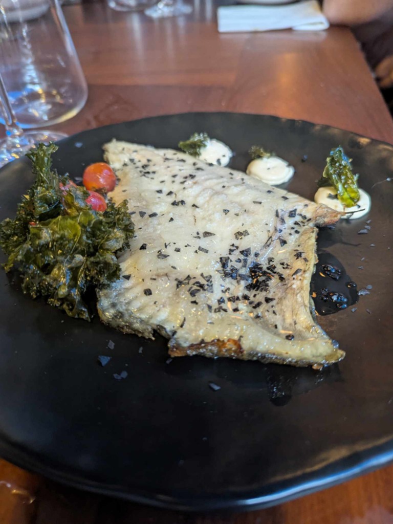 Menu of Restaurants in Valencia, La Barraquita, Rodaballo a la brasa con tártara de algas