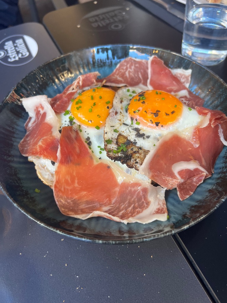 Carta de Restaurantes en Valencia, Redondo en Boca, Huevos rotos con jamón