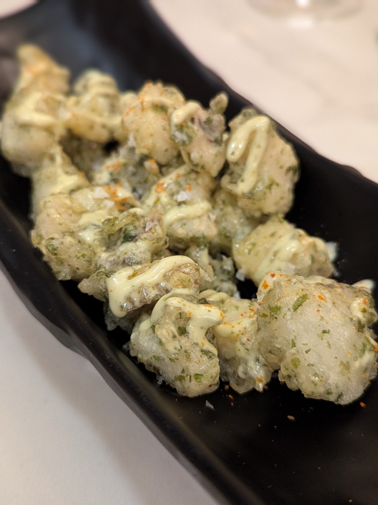 Menu of Restaurants in Valencia, Restaurante Japonés - Shinkai Tastem, IKA MAYO, Sepia callo en aonori tempura con mayonesa de lima kefir