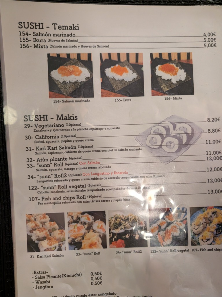 Valoración y opiniones de comida y bebida en Valencia, Sunn, Sunn