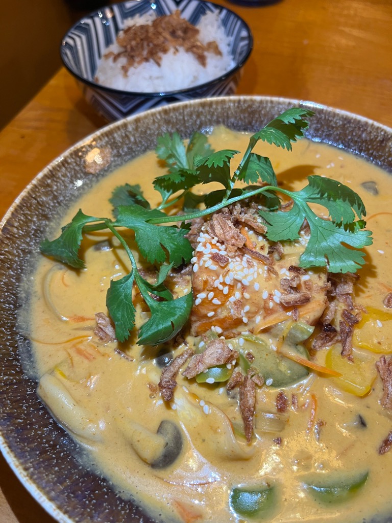 Carta de Restaurantes en Valencia, Vị Việt 1 Calle Pelayo, Curry ha hoi con salmón y arroz