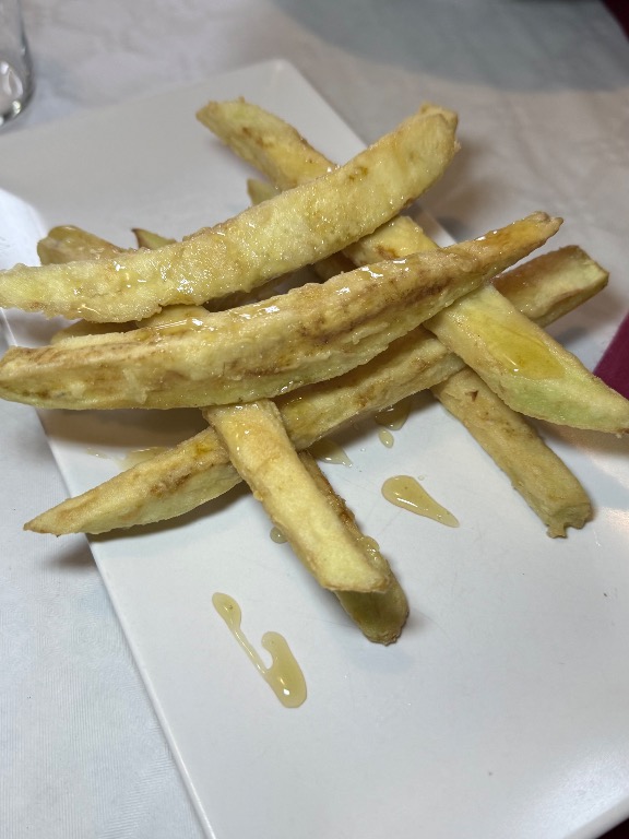 Menu of Restaurants in Valle de Ollo, Posada de Ulzurrun, Palitos de berenjena a la miel
