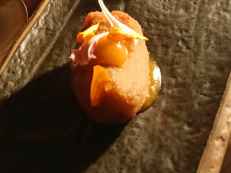 Menu of Restaurants in Zaragoza, Zebra Coja Restaurante, Croqueta de avestruz y mango